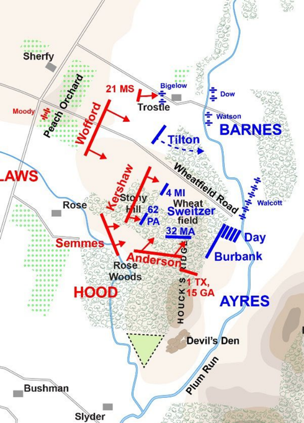 Gettysburg Map Day 2 — The Fight For The Peach Orchard And The Wheatfield All Marine Radio 1390