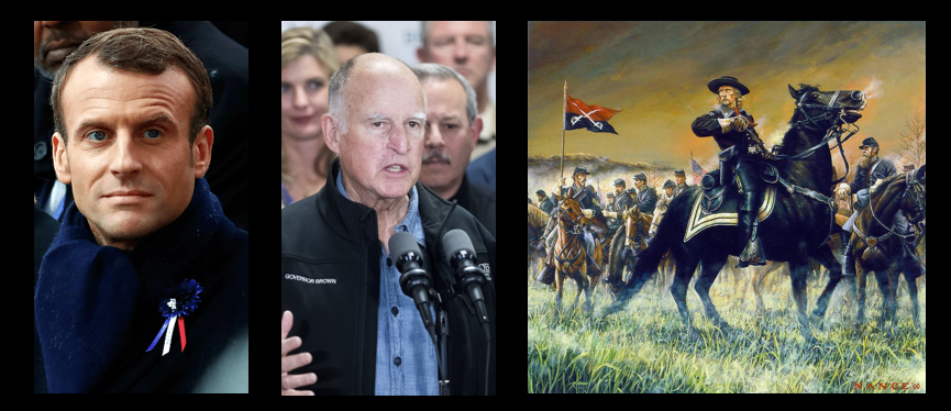 NEWS & COMMENTARY:  Macron is a dope and deserves what he gets, Jerry Brown is another dope & thoughts on LtCol Custer at Little Big Horn