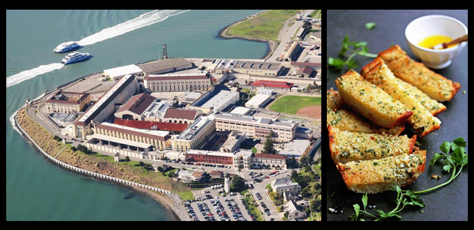 THE CHEF SEZ:  new speech — “I’ve been away at the Justice Dormitory at San Quentin” — huh?   Garlic bread secrets!