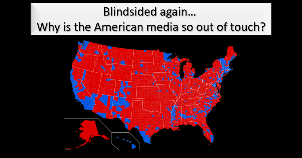 Four years later… no ‘blue wave’… Dems lose seats in the House, GOP likely to control the Senate? Our media ‘stunned’ again? Polls not even close?  Why?