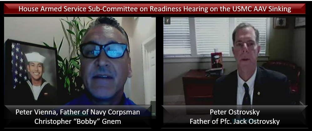 THE ALL MARINE RADIO HOUR:  Parents Testify before the HASC Sub-Committee on Readiness — Peter Vienna Father of Navy Corpsman Christopher “Bobby” Gnem & Peter Ostrovsky Father of Pfc. Jack Ostrovsky — you should listen