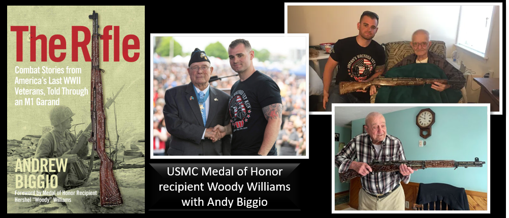 THE ALL MARINE RADIO BOOK HOUR:  Iraq and Afghan veteran Andy Biggio talks about his incredible book “The Rifle” — about an M1 Garand and the men who carried it in war